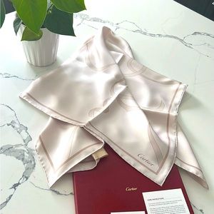 SOLD! Authentic Cartier Silk Scarf Blush Ribbon Design with Box VIP Gift Item